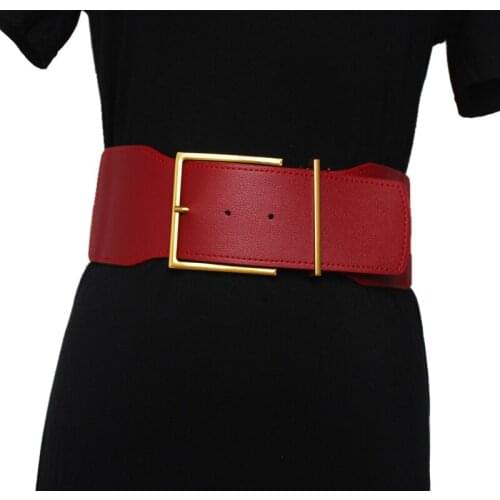 2020 Fashion Female Vintage Strap Gold Metal Pin Buckle Leather Belt Elastic Sexy Wide Waistband belt For Women Dress Corset