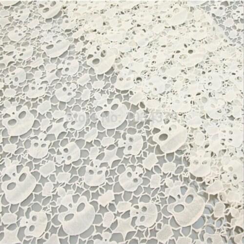 3Yards/lot 120cm White, black Skull Lace Embroidered White Out Mesh DIY Dress Dress Decorated Garment Trims Accessory