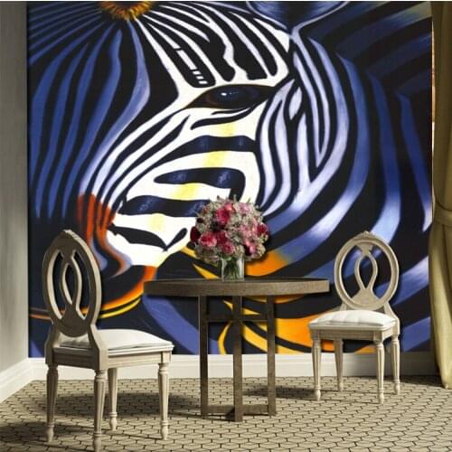 3d zebra Wallpaper black and white stripe Texture Self-adhesive wall sticker for living room 3d photo mural TV sofa background