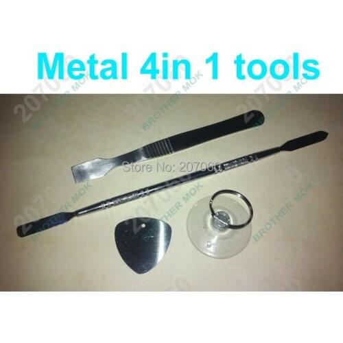 4 in 1 Metal Opening Tools Kit Pry Repair Tool For iPhone iPad Samsung Tablet PC (Pry Tool+Scraper+Pick+Vacuum Cup)