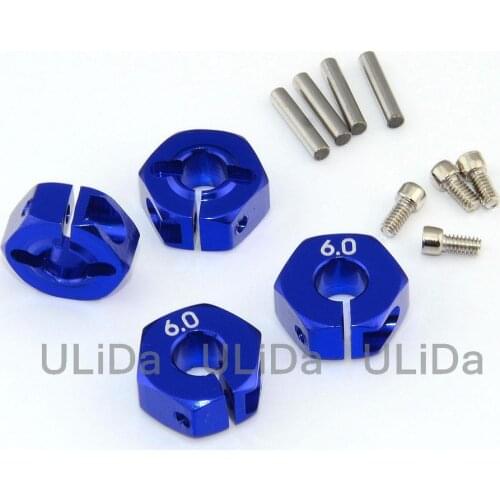 4x Aluminum 6.0 Wheel Hex Drive Adaptor With Pins & Screws B TB01 TB02 TA05 TG10 Red Blue