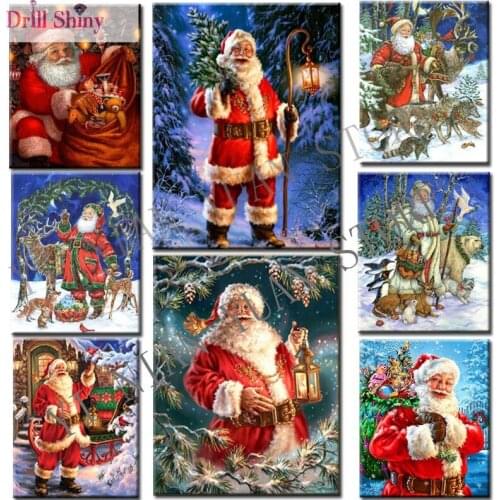 5D DIY Diamond Painting Christmas Santa Claus Full Square Rhinestone Cross Stitch Diamond Mosaic Embroidery Christmas Gift PF71