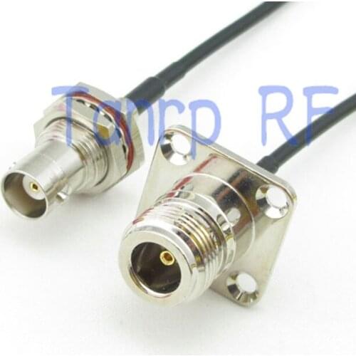 8in BNC female with nut bulkhead to N female with 4 hole panel RF adapter 20CM Pigtail coaxial jumper cable RG174 extension cord