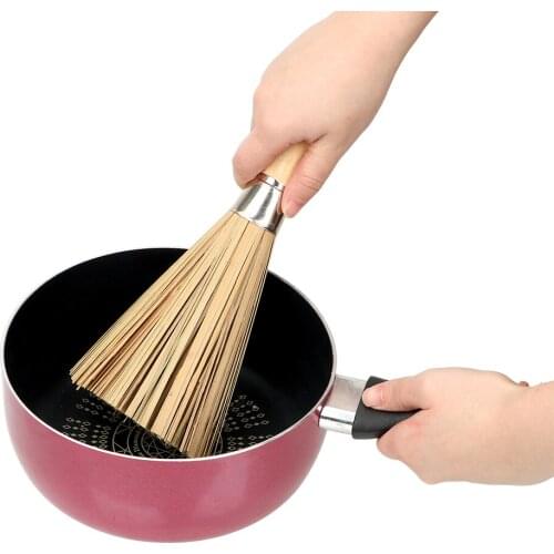 Wash Pot Brush Natural Bamboo Brush Wash Dishes Durable Non-stick Oil Handmade Wooden Handle Kitchen Tools