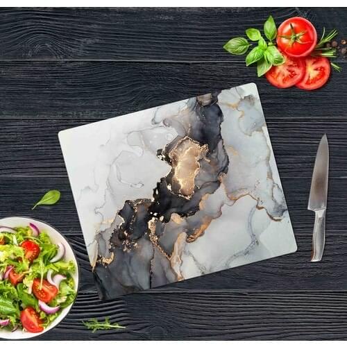 Decorative Glass Cutting Board Black Gilded MERMER30 x 40 cm все для кухни schneidbrett snijplank tabla de corte
