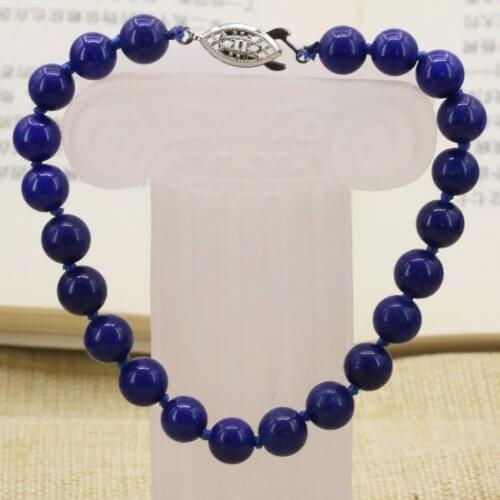 Elegant natural lapis lazuli stone 8mm round beads bracelet & bangle for women gifts new fashion jewelry 7.5inch B3170