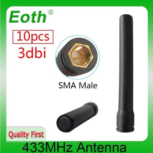 433MHz Antenna 3dBi SMA Male 10pcs Connector 433 mhz Antennas antena Directional Waterproof Antenne Wireless Lorawan watermeter