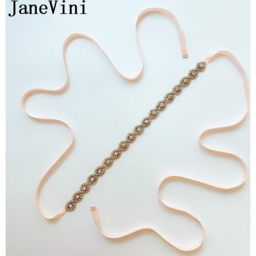 JaneVini Diamond Belts for Wedding Dress Bling Crystal Beaded Bridesmaid Sash Bridal Rhinestones Belt Satin Ribbon Waistbands