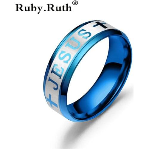 Stainless Steel Christian Jesus Letter JESUS Cross Rings for Women Men Black Gold Men Ring Jewelry Gift Dropshipping
