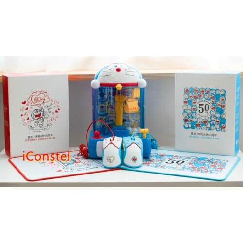 Orignal New Razer Doraemon 50th Anniversary Classic gaming Mouse Mouse pad Japanese robot cat Chaoma RGB wired game Mouse