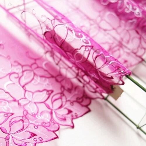 14Yards Rose Red Navy Butterfly Organza Embroidered Lace Fabric Trim Ribbons DIY Sewing Handmade Doll Sofa Curtain Materials