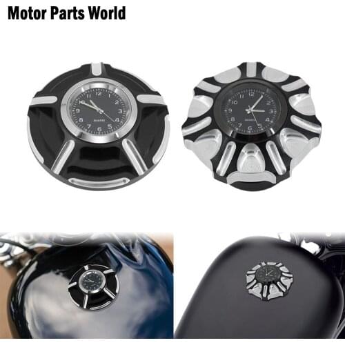 Motorcycle Oil Gas Tank Cap Decorative Oil Cap Fuel Gas Tank Cover With Clocks For Harley Touring Dyna Softail Sportster XL 883