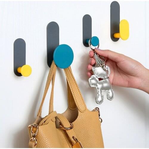 4Pcs Nordic Minimalist Hooks Sticky Hook Wall Shelf Key Holder Clothes Rack Home Decoration Accessories Room Organizers Hanger