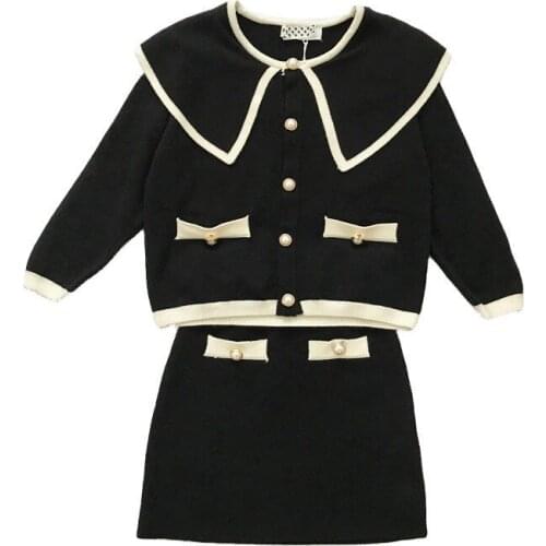 Girls fashion clothes kids long sleeve tops + skirt 2 pcs clothing sets childrens spring and autumn sweater suit