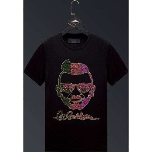 2021 Character Rhinestones Mens T Shirts Streetwear Fashion Clothes Slim Modal Cotton O Neck Short Sleeve T-shirts Plus Size 6XL