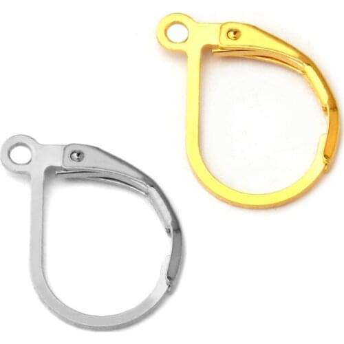 Stainless Steel Leverback Style Earrings Ear Wire Clip Hooks with Loop Hanger Connectors Silver Gold Color DIY Findings