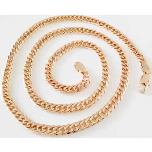 New Man NecklaceTrendy Rose Gold Color Men Jewelry Snake Shape Necklace Copper 5 MM 55 CM Long Gold Men Necklace Factory Direct