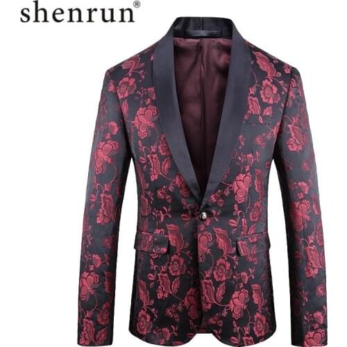 Shenrun Autumn Winter Men Blazers High-Quality Jacquard Embroidery Groom Tuxedo Jackets Singer Party Prom Male Stage Costumes