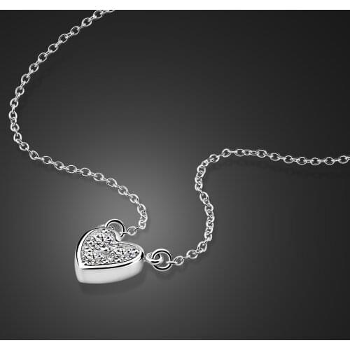 Boho100%925 sterling silver heart Pendant necklace For Girl chain Choker Women jewelry Kolye Bijoux Collares Mujer gargantilha