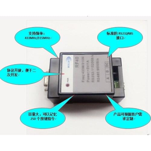 Serial (Rs232 / Rs485) Learning RF (433MHz / 315MHz) RF Remote Control