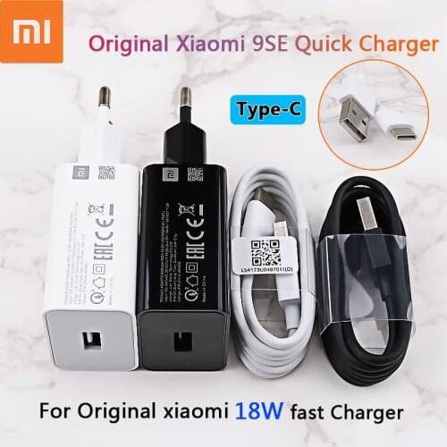 Xiaomi Mi 9 SE Fast Charger QC3.0 18W Quick Charge Adapter USB Type C Cable For Mi 9 8 se 6 9T A1 A2 Redmi Note 7 8 K20 k30 Pro