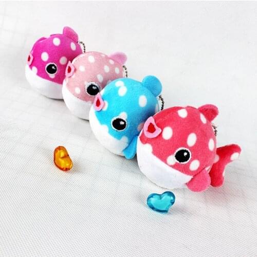 Cute Colored little dolphin pendant funny plush doll pretty baby bed bag decoration10cm Keychain Couples wedding christmase gift