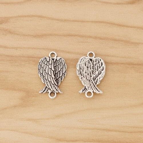 20 Pieces Tibetan Silver Angel Wings Connectors Charms for DIY Bracelet Jewellery Making Accessories 19x11mm
