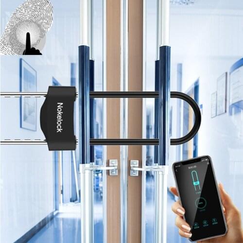 Outdoor Phone APP Control Waterproof U Type Fingerprint Magnetic Lock Bluetooth Smart Door Lock For Double Glass Door Locks