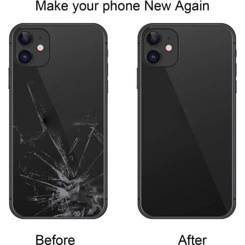 Big Hole Replacement Back Glass Housing Rear Battery Cover with Pre-installed Adhesive Repair Tools for iPhone 11 6.1 Inch