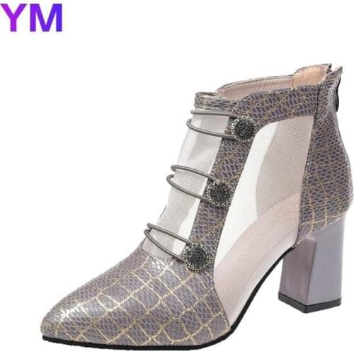 Women Sandals 2021 New Summer Pointed Toe High Heel Sandals Mesh Open Toe Hemp Gladiator Casual Cross-tied Sexy Chunky Heels