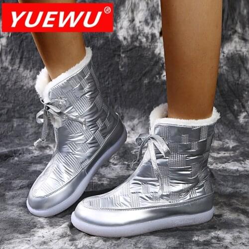 YUEWU Women’s large Outdoor Round Shoes Brisk Walking Big Cotton Padded Shoes Sleeve Snow Boots Warmth And Comfort