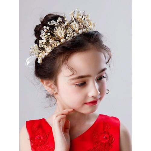 Girls' Headdress Show Red Rhinestone Soft Hairband Princess Wreath Girl Brthday Headdress Kids Hair Accessories