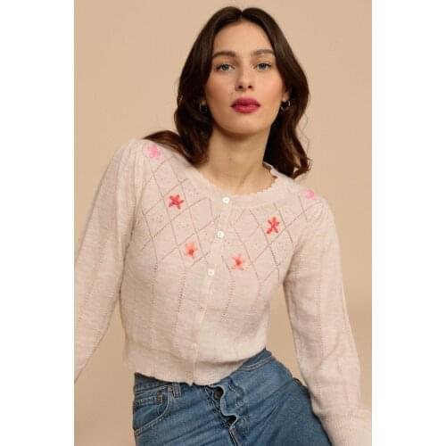 2021 Early Autumn New Wool Cardigan Cardigan Floral Embroidery Front Button-up Sweater Women