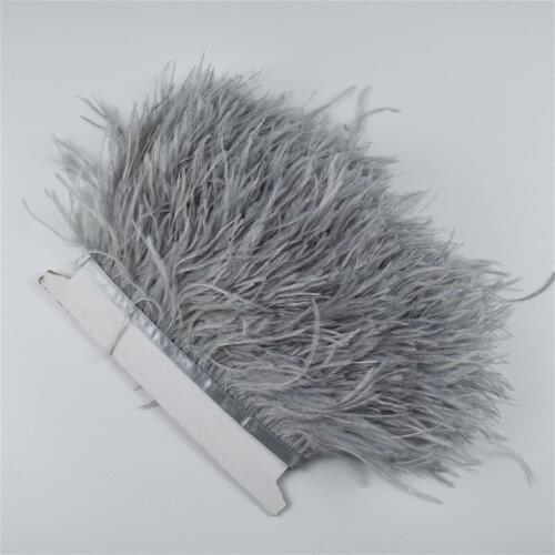 1M 5M 10Meter 8-10CM Silver Grey ostrich feathers trims Ribbon Fringe White ostrich feather For Craft ribbon for skirt Plumes