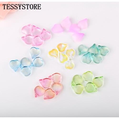 10pcs Small Peach Heart Lampwork Beads Multi Gradient Color Glass Beads For Jewelry Making Handmade DIY Accessories