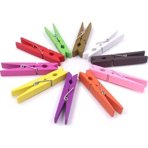 3-Inch Large Natural Colorful Wooden Clothespins, Set of 50 Pins, Assorted Colors