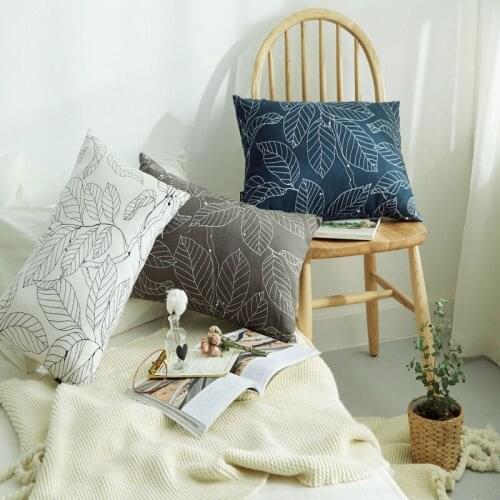 35x55/45x45cm deep blue/white/brown printed cushion cover cotton canvas waist pillow case decorative cover for pillow
