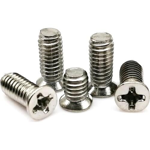 50pcs M1.6 M2 M2.5 M3 M4 304 A2 Stainless Steel Nonstandard Small Head Cross Recessed Phillips Flat Countersunk Head Bolt Screw