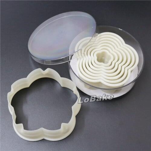8pcs/set) Flower Cookie Cutter high quality plasitc cutters Lace Borders Kids favorite blossom mold fondant cake cooking tools