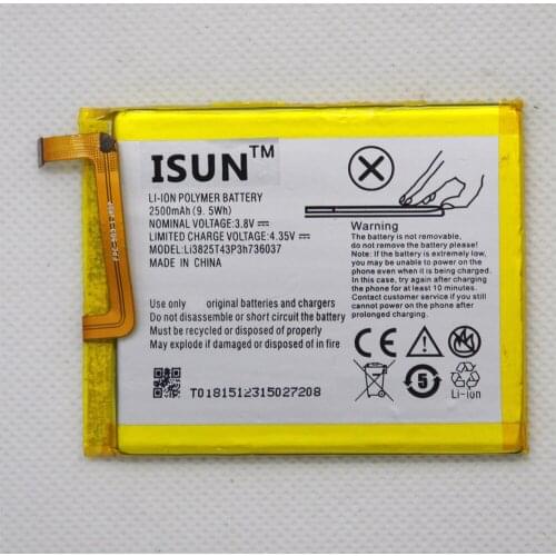 ISUNOO Li3825T43P3h736037 2500mAh Battery For ZTE BV0720 For ZTE Blade A2 For ZTE Blade V7 Lite Dual SIM Batterie Bateria