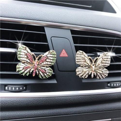 Diamond insert colour Butterfly Car perfume Vehicle air conditioning outlet vent perfume Vehicle outlet vent clip Car-styling