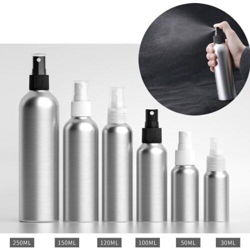 30ml/50ml/100ml/120ml/150ml/250ml Aluminum Spray Bottle Portable Mini Perfume Bottles Empty Refillable Cosmetic Sprayer Atomizer