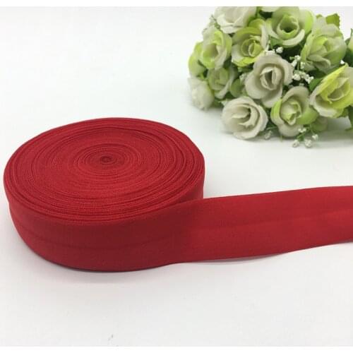 5Yards/lot 1" (25mm)Wide Red Fold Over Elastic Spandex Satin Band Ties Hair Accessories Lace Trim