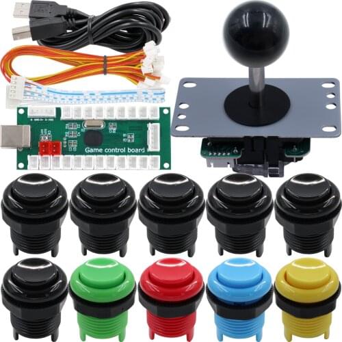 SJ@JX Arcade Game Controller DIY Kit Microswitch Recessed Button 4&8 Way Joystick USB Encoder Fighting Stick for PC Raspberry Pi