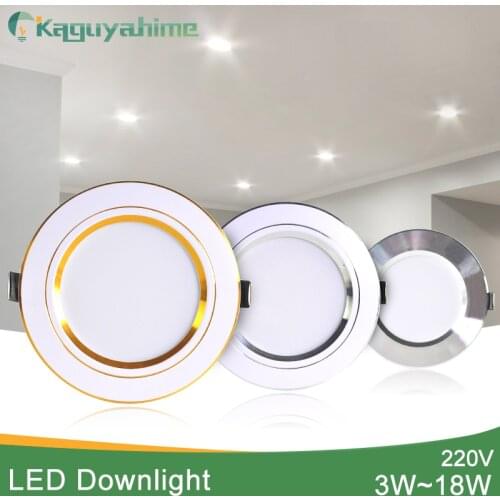 Kaguyahime 10Pcs Driver Inside LED Downlight 18W 15W 9W 5W 3W Ultra Thin 220V Round Recessed Lamp LED Lamp Warm White LED Light