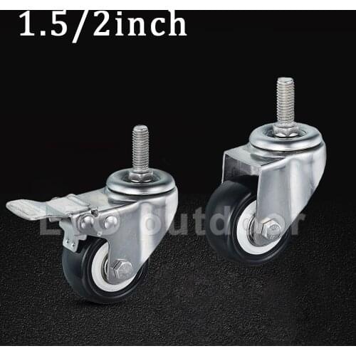 2PCS Heavy Duty Stainless Steel Swivel Casters Industrial Caster Furniture Caster Noiseless Wheel For Furniture Cabinet