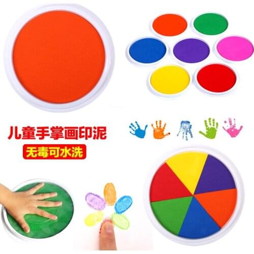 9 colors children large finger painting ink pad washable paint pigment palm extension printing graffiti painted handprint plate
