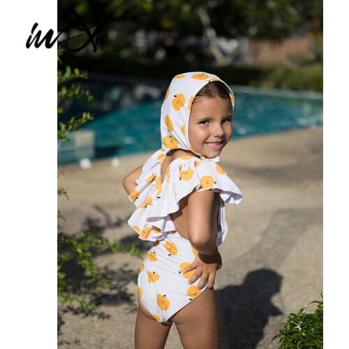 In-X Child Ruffle one piece swimsuit women Print swimwear female Ruffle monokini Sexy bathing suit beach wear swimming suit 2021