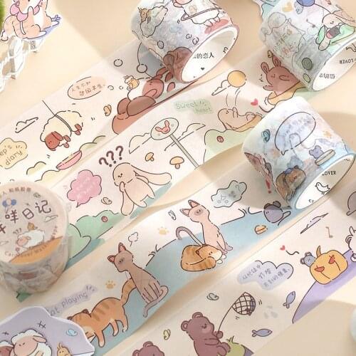 Wide 3cm Happy animal party Masking Washi Tape Cute cat bear Decorative Adhesive Tape Decora Diy Scrapbooking Sticker Label