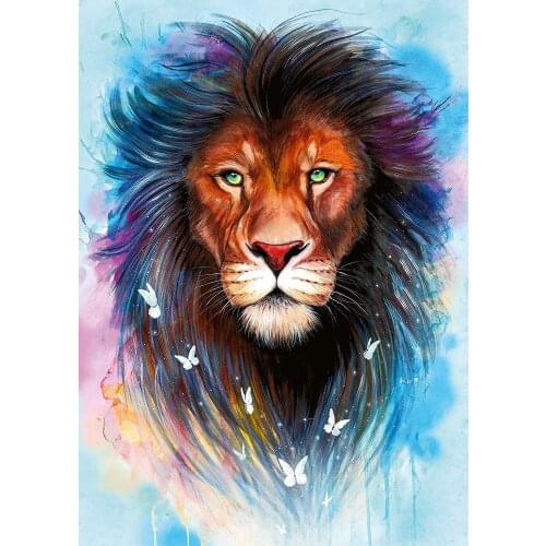 Lion head Colorful Animals Cross Stitch Kits Needlework Embroidery Crafts 14ct Unprinted DIY Arts Handmade Home Decor